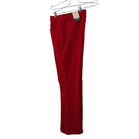 NWT@$49! ST. JOHN'S BAY! ROUGE RED FINE WALE CORDUROY FLARE PANTS, JEANS! SZ 16 - Picture 7 of 12